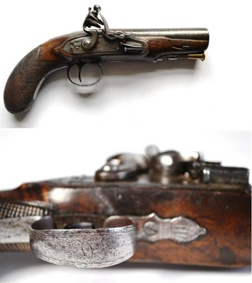 Lot 410 - An Early 19th Century Flintlock Overcoat Pistol by H Nock, the 11cm browned sighted steel...