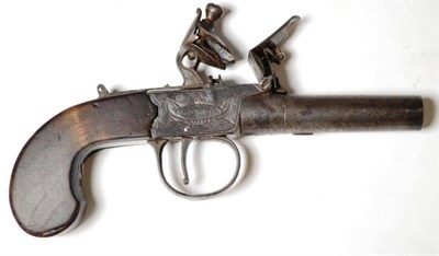 Lot 413 - A 19th Century Flintlock Boxlock Pocket Pistol by Sharpe, the 6cm turn-off steel barrel with...