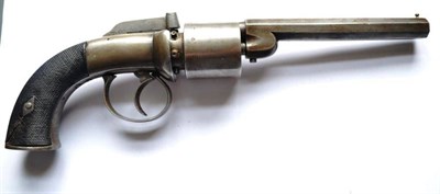 Lot 422 - A 19th Century Transitional Six Shot Revolver, the 14.5cm octagonal steel barrel with brass...