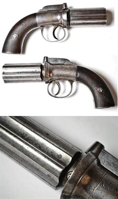 Lot 423 - A 19th Century Percussion Cap Six Shot Pepperbox Revolver, the 7cm cylinder with Birmingham...