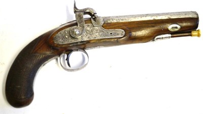 Lot 430 - An Early 19th Century 18 Bore Percussion Greatcoat Pistol, the 13cm octagonal steel barrel with two