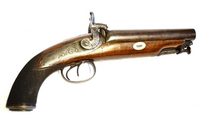 Lot 431 - An Early 19th Century 20 Bore Double Barrel Percussion Travelling Pistol, the 14cm browned...