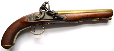 Lot 433 - An Early 19th Century Flintlock Officer's Pistol by Henry Nock, the 23cm octagonal brass barrel...