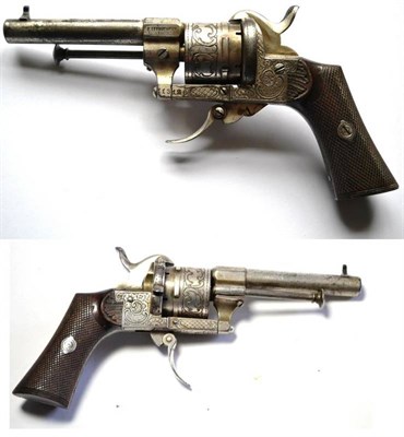 Lot 452 - A Rare 7mm Pin Fire Six Shot Revolver, nickel plated, the 8.5cm barrel stamped E.LE FAUCHEUX L. TL.