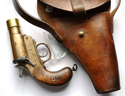 Lot 455 - A Deactivated Webley & Scott Flare Pistol, numbered 56853, with walnut grip scales, leather holster