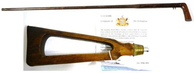 Lot 461 - A Deactivated .410 Walking Stick Shotgun,  with walnut grip and skeleton stock attachment with...