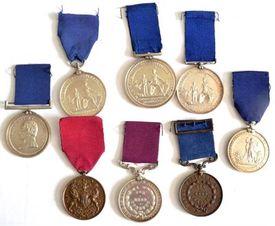 Lot 11 - Eight Military School Good Conduct and Attendance Medals:- the Marine Society Instituted 1756 -...