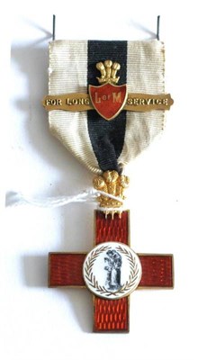 Lot 21 - The Order of the League of Mercy, in red enamel, with Long Service bar