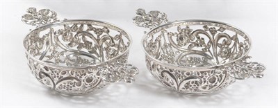 Lot 191 - A Matched Pair of Victorian Tab-Handled Porringers, William Carter, London and Birmingham 1893,...