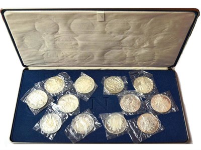 Lot 40 - A Set of Twelve Silver `Epic of Napoleon' Medallions by John Pinches, each with London...