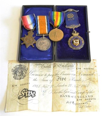 Lot 41 - A First World War Trio, awarded to K.26149, A.H.EMMETT, STO.1.,R.N., comprising 1914-15 Star,...