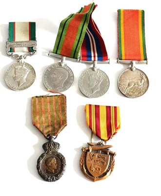 Lot 43 - Six Medals:- a French St Helena Medal 1857; an India General Service Medal 1936-39, with clasp...