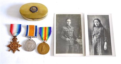 Lot 57 - A First World War Trio, awarded to 1913 PTE.H.WILSON. NORTH'D FUS., comprising 1914-15 Star,...