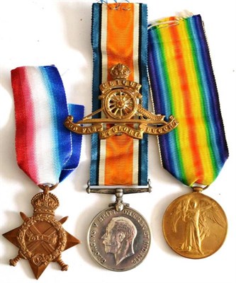 Lot 62 - A First World War Trio, awarded to 34712 A.BMBR. W.CLEMENT. R.F.A., comprising 1914-15 Star,...