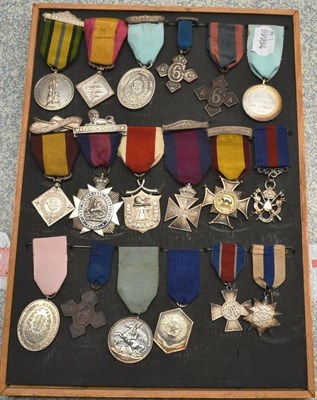 Lot 65 - A Collection of Eighteen Military Temperance Medals, in silver, white metal and bronze,...