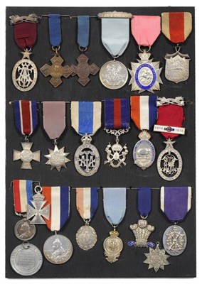 Lot 66 - A Collection of Nineteen Military Temperance Medals, in silver, white metal and bronze,...