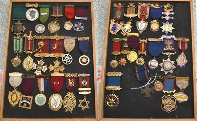 Lot 69 - A Collection of Thirty Five Friendly and Fraternity Society Badges and Medals, in silver,...