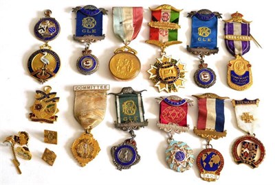 Lot 82 - A Collection of Thirteen Masonic and RAOB Breast Jewels, four in silver, nine in enamel and...