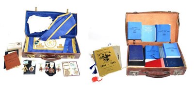 Lot 85 - A Collection of Masonic Regalia, comprising a Craft Provincial (Durham) apron and collar with...