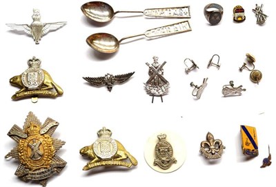 Lot 90 - A Small Quantity of Militaria, including an officer's three piece glengarry badge to the Black...