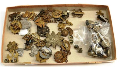 Lot 102 - A Collection of Approximately Forty Military Cap and Glengarry Badges, collar badges, trade...