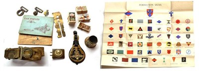 Lot 140 - A Small Quantity of Militaria, including a Turkish brass and nickel belt buckle, a waist belt...