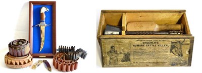 Lot 141 - A Greener's Humane Cattle Killer, in original box with instructions to lid; a Modern Eagle...