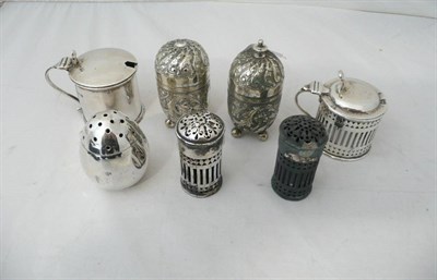 Lot 203 - Seven Assorted Condiments, comprising two drum mustards (both lacking liners), a pair of grille...