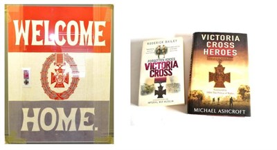 Lot 149 - A First World War "Welcome Home to VC Heroes" Flag, printed 'Welcome Home' enclosing a Victoria...