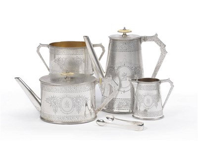 Lot 206 - A Victorian Four Piece Tea and Coffee Service, Frederick Elkington, Birmingham 1879, each of...