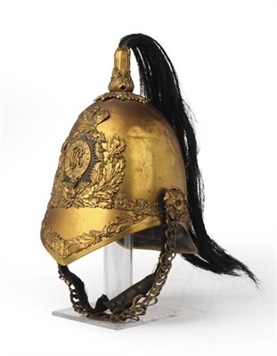 Lot 178 - A Victorian Albert Pattern Brass Helmet to an Officer of the Carabineers, with cut steel and...