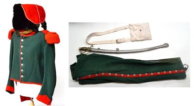 Lot 184 - A Re-Enactor's Copy of a Napoleonic French Chasseur de Cheval Uniform, comprising a green wool...