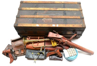 Lot 188 - A Quantity of Cavalry Equipment, comprising two leather lance buckets, a leather sprung based...