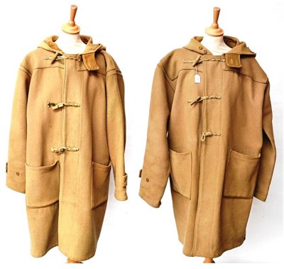 Lot 191 - A Second World War Military Issue Camel Wool Duffle Coat, the hood set with eight brass press studs