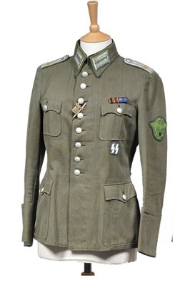 Lot 204 - A German Third Reich Russian Front Summer Tunic to an Oberleutnant of the Schutzpolizei, in a...