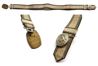 Lot 214 - A German Third Reich SS Officer's Silver Brocade Dress Belt and Silver Washed Aluminium Buckle, the