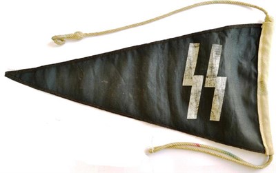 Lot 218 - A German Third Reich SS Car Pennant, of black cotton with white printed SS runes, the borders edged