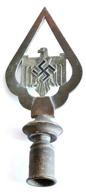 Lot 243 - A German Third Reich NSDAP Sports Association Brass Flag Finial, the spear shape panel pierced...