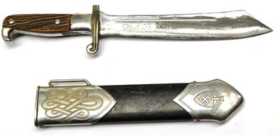 Lot 247 - A German Third Reich RAD Enlisted Man's Hewer, the clip point steel blade with a narrow fuller...