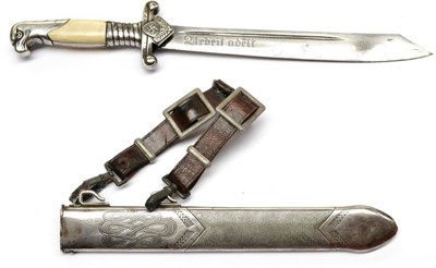 Lot 253 - A German Third Reich RAD Leader's Hewer, the scimitar type steel blade with a narrow fuller to...