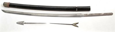 Lot 261 - A Japanese Katana Blade, 69cm, machine made, with a narrow fuller running along its length...