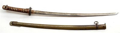 Lot 263 - A Second World War Japanese NCO's Katana, the 67cm single edge machine made blade with a narrow...