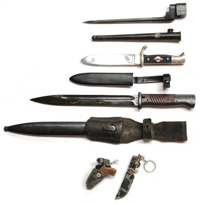 Lot 274 - A German Mauser Bayonet, the blued steel blade numbered S.178G and 2226, with steel scabbard...