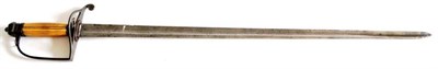 Lot 283 - A Georgian Spadroon, the 67cm single edge fullered steel blade engraved with a crowned portrait...