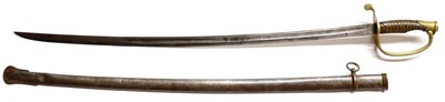 Lot 287 - A Prussian Infantry Sword, the 82.5cm single edge steel blade with a broad fuller and a narrow...