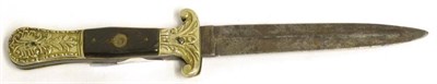 Lot 290 - A 19th Century Small Bowie Knife, the 12cm double edge steel blade with raised medial ridge,...