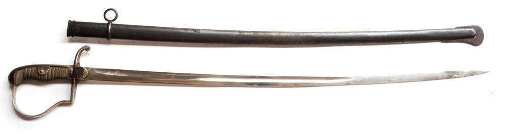 Lot 295 - An Imperial German Artillery Sword, the 78cm single edge fullered steel blade stamped with...