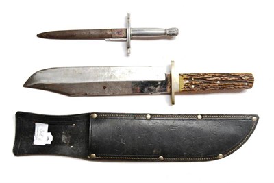 Lot 308 - A Bowie Knife by George Wostenholme & Son Ltd., Washington Works, Sheffield, the 25cm single...