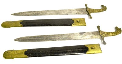 Lot 311 - Two Unusual 19th Century Bandsman's Swords, probably British, each with 47cm double edge...