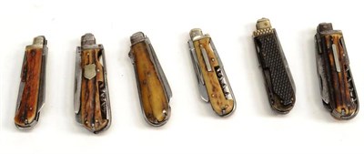 Lot 319 - Five Various Horseman's Folding Pocket Knives, all by Sheffield makers, each with hoof pick and...